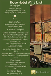 Rose Hotel Wine List